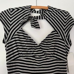 Stop Staring Incredibly SEXY Pencil Striped Dress with Keyhole neck, back & Bow